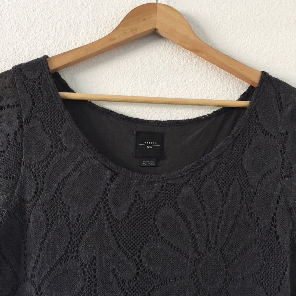 Anthropologie Gray Stretch Lace Skater Dress L - Picture 2 of 8